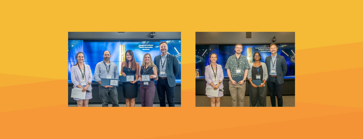 Kelly Downey receiving the award (second-from-right / fourth-from-left), Harini Venkatesan receiving the award (second-from-right / third-from-left):