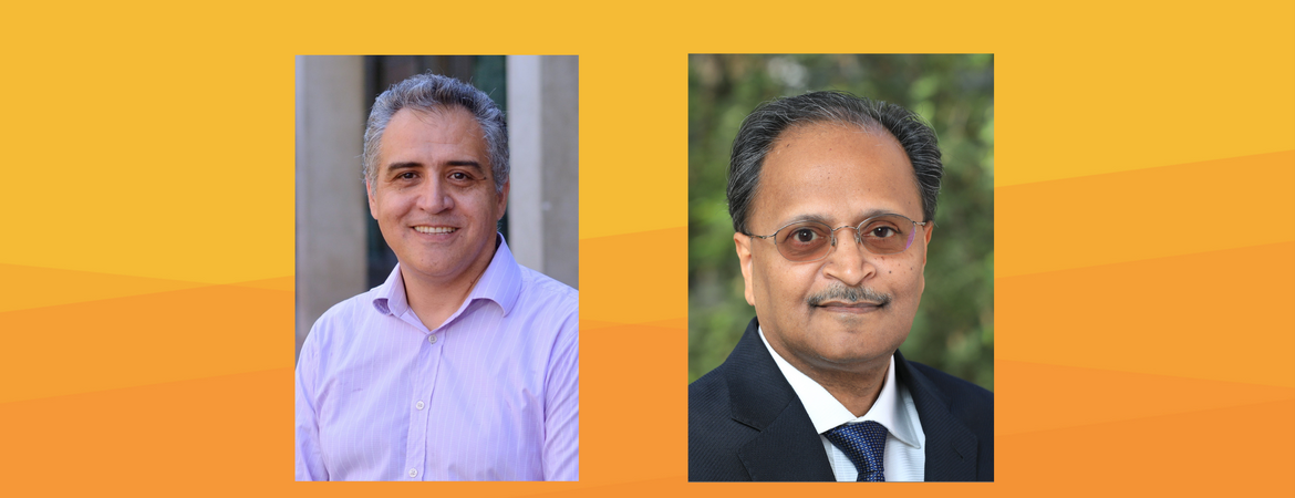 2 Professors with yellow background